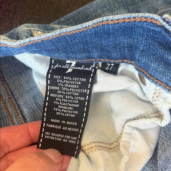 7 For All Mankind Ripped Blue Jean Shorts - Picture 2 of 3
